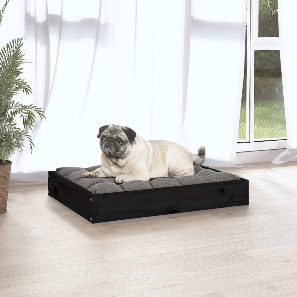 Dog Bed Black 61.5x49x9 cm Solid Wood Pine