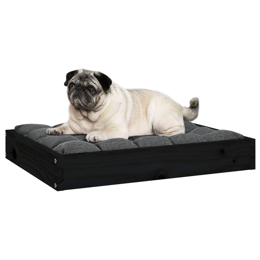 Dog Bed Black 61.5x49x9 cm Solid Wood Pine