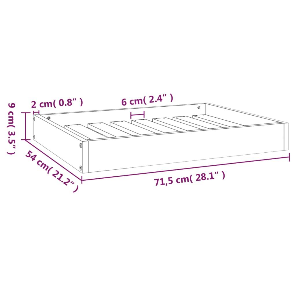 Dog Bed 71.5x54x9 cm Solid Wood Pine