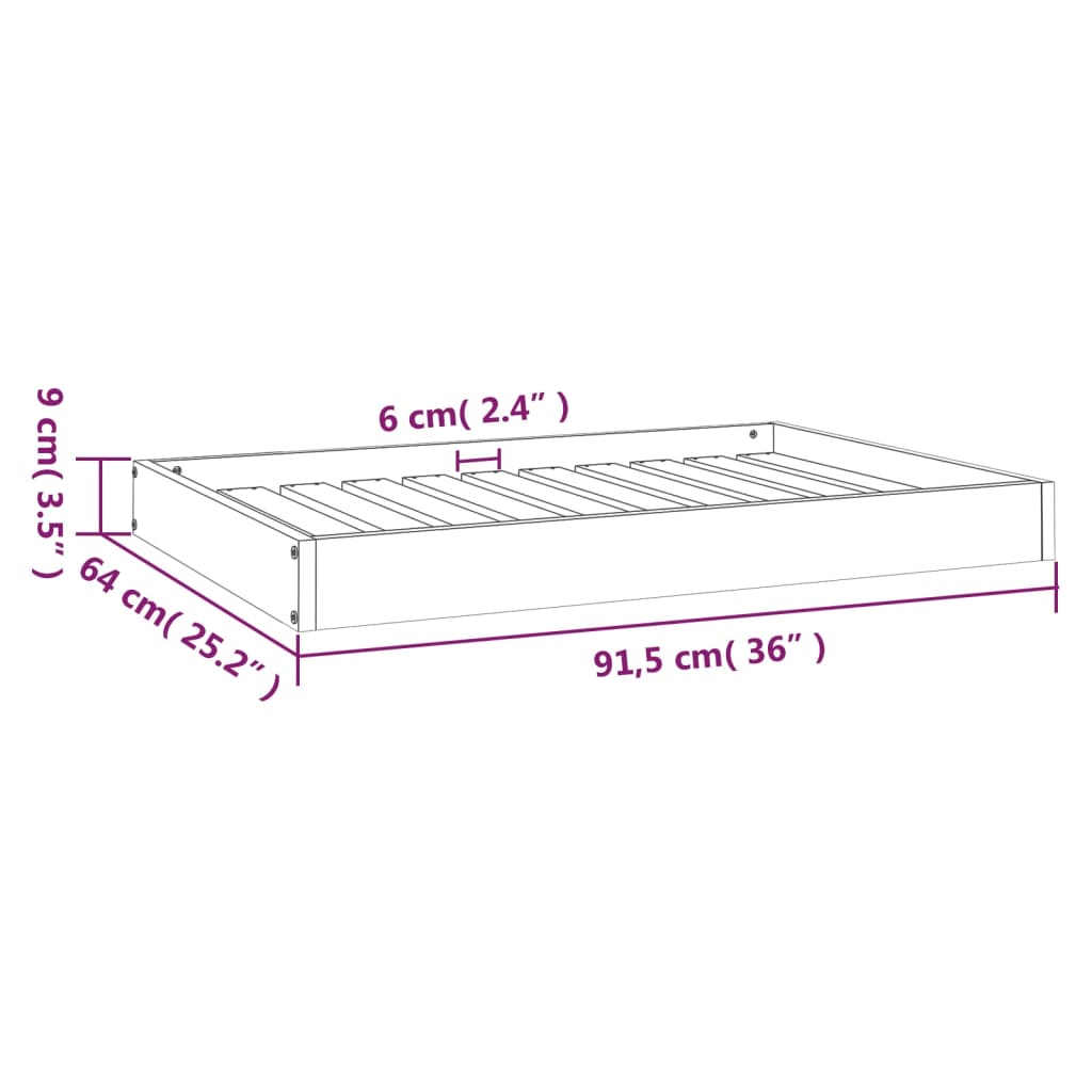 Dog Bed 91.5x64x9 cm Solid Wood Pine