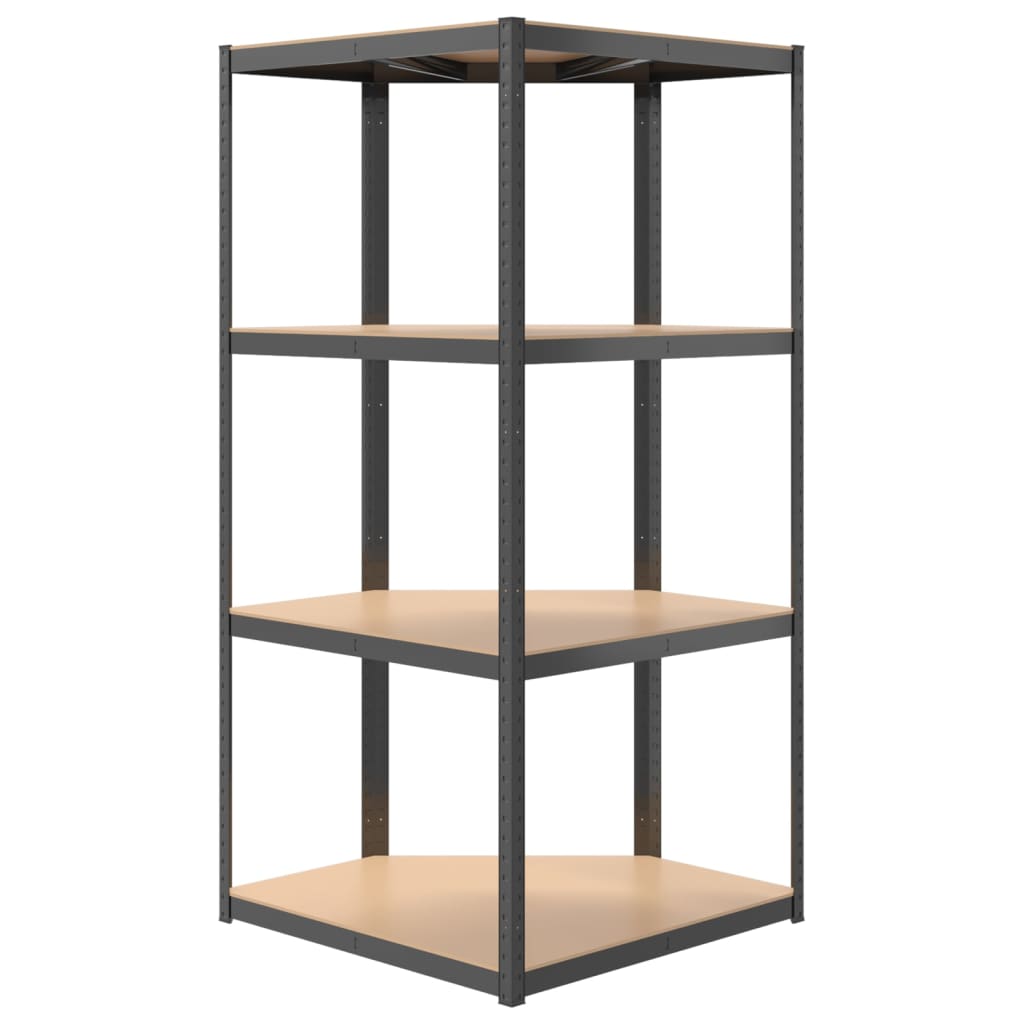 4-Layer Corner Shelf Anthracite Steel and Engineered Wood