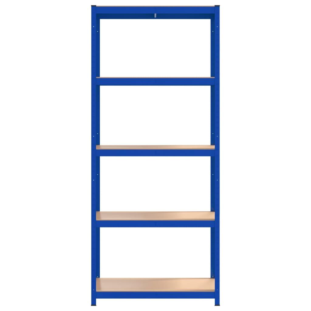 5-Layer Storage Shelf Blue Steel and Engineered Wood