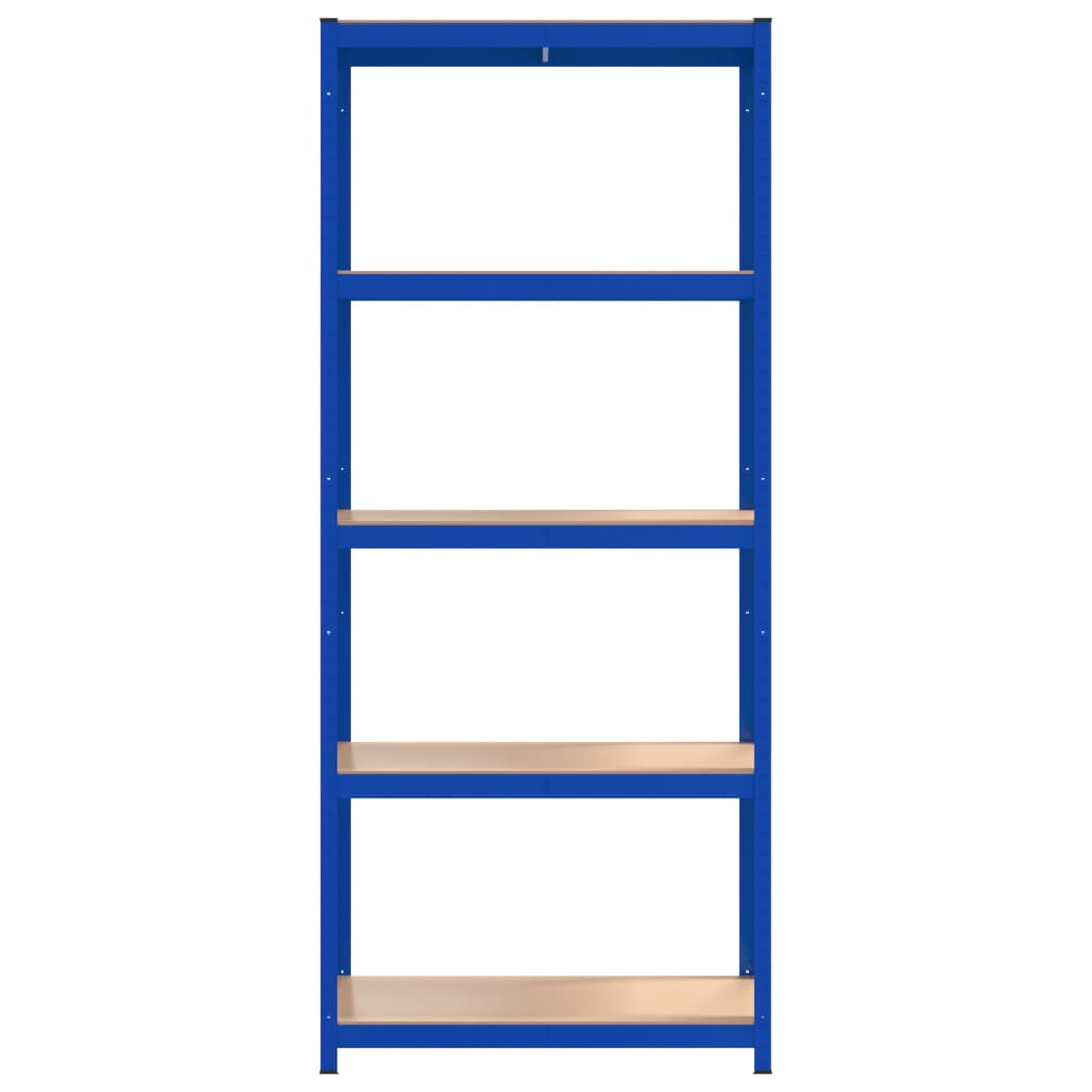 5-Layer Storage Shelf Blue Steel and Engineered Wood