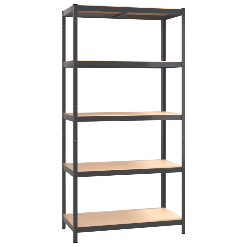 5-Layer Storage Shelf Anthracite Steel and Engineered Wood