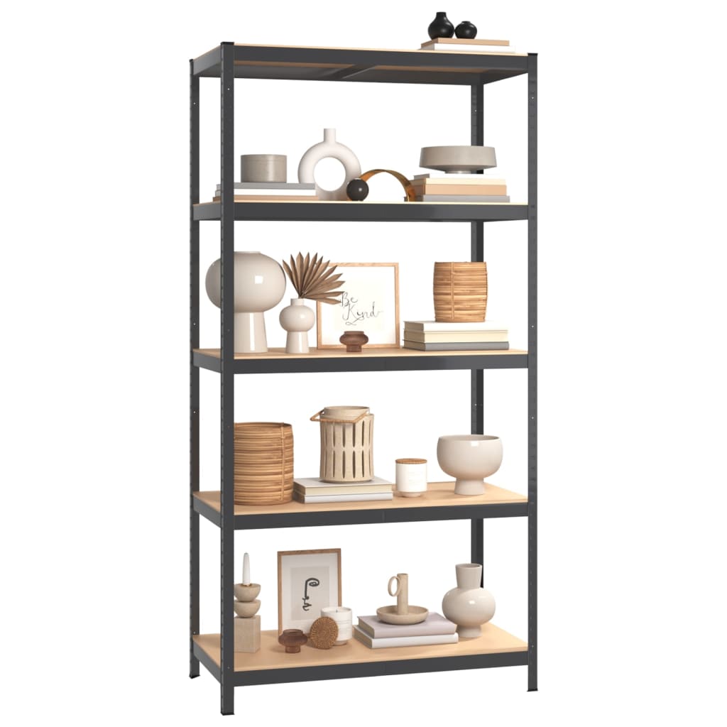 5-Layer Storage Shelf Anthracite Steel and Engineered Wood