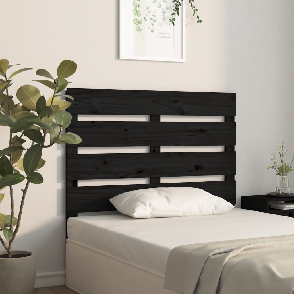 Headboard Black 100 cm Solid Wood Pine