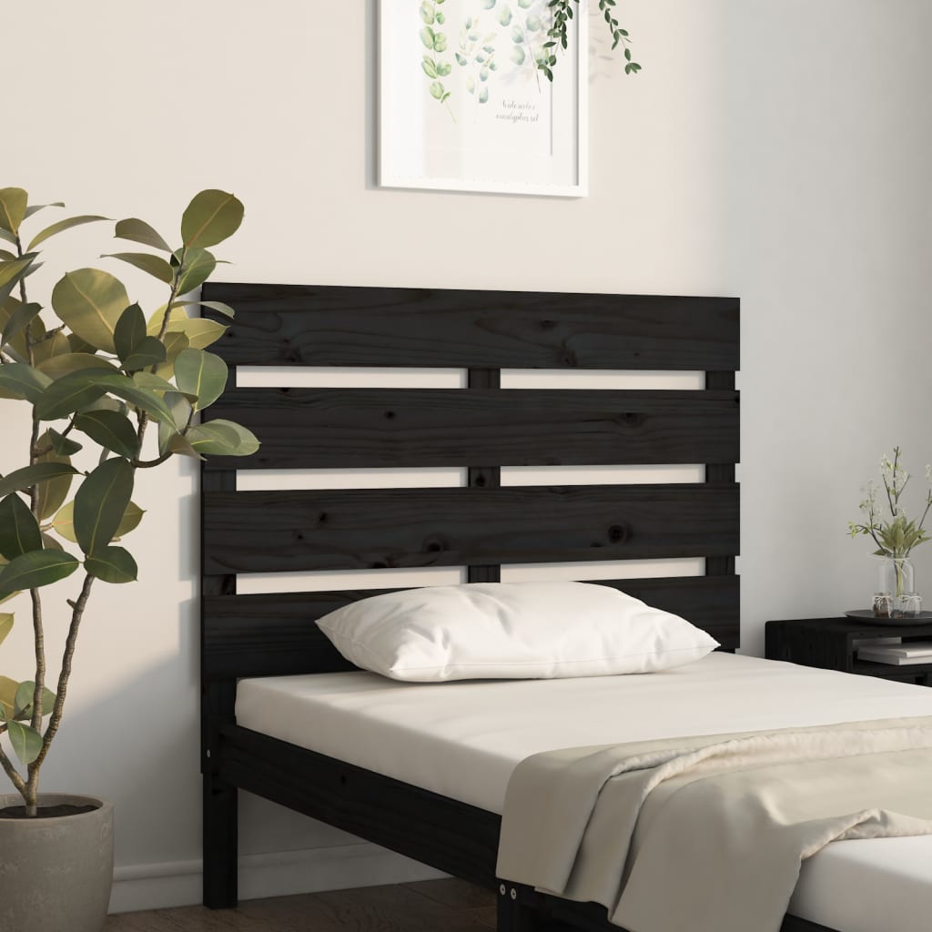 Headboard Black 100 cm Solid Wood Pine