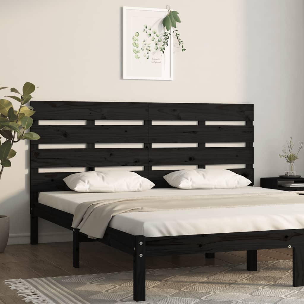 Headboard Black 150 cm Solid Wood Pine