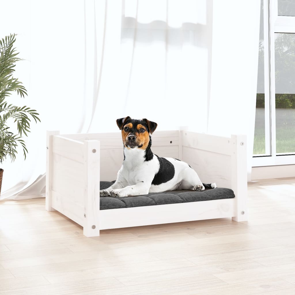 Dog Bed White 55.5x45.5x28 cm Solid Pine Wood