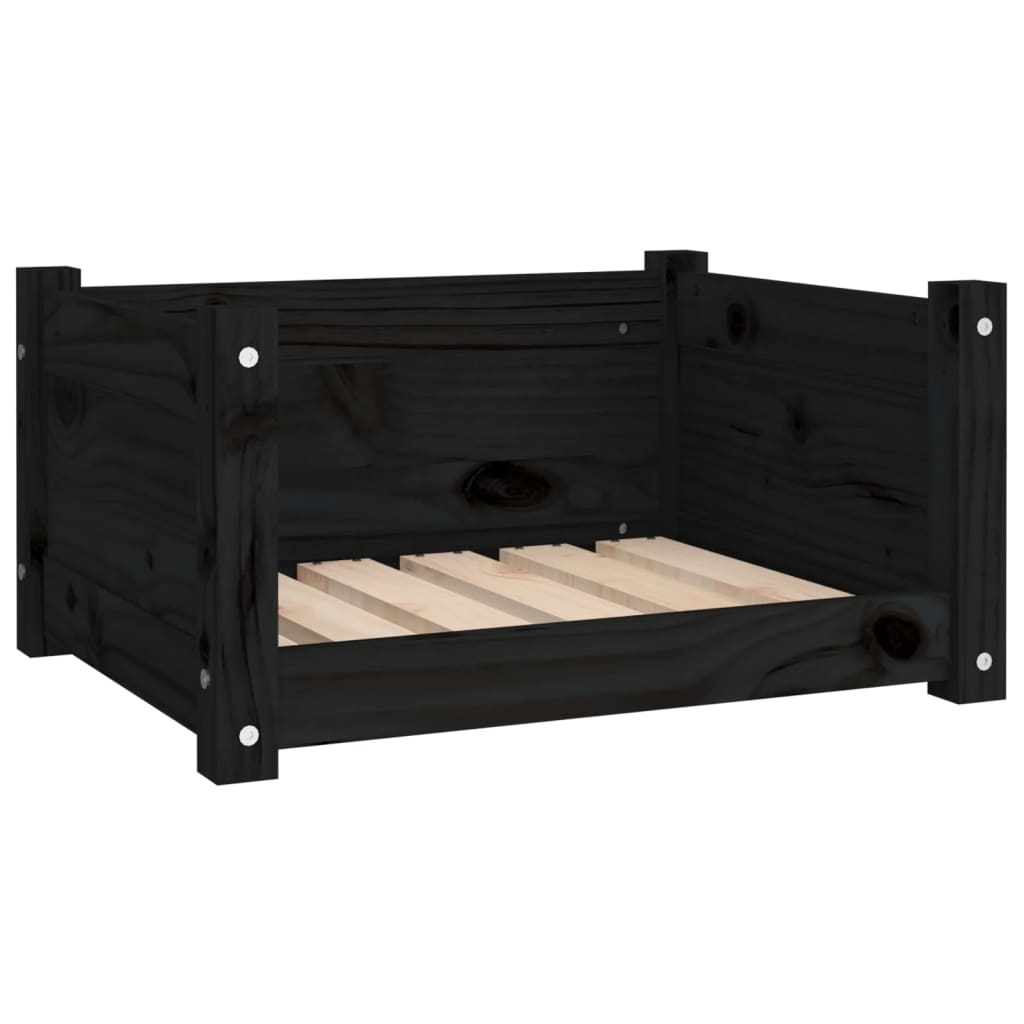 Dog Bed Black 55.5x45.5x28 cm Solid Pine Wood