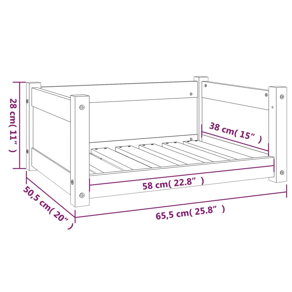 Dog Bed 65.5x50.5x28 cm Solid Pine Wood