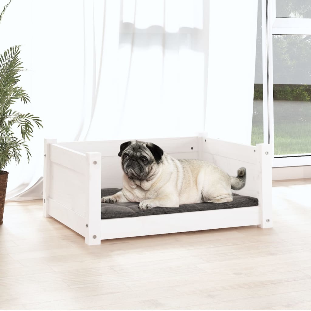 Dog Bed White 65.5x50.5x28 cm Solid Pine Wood