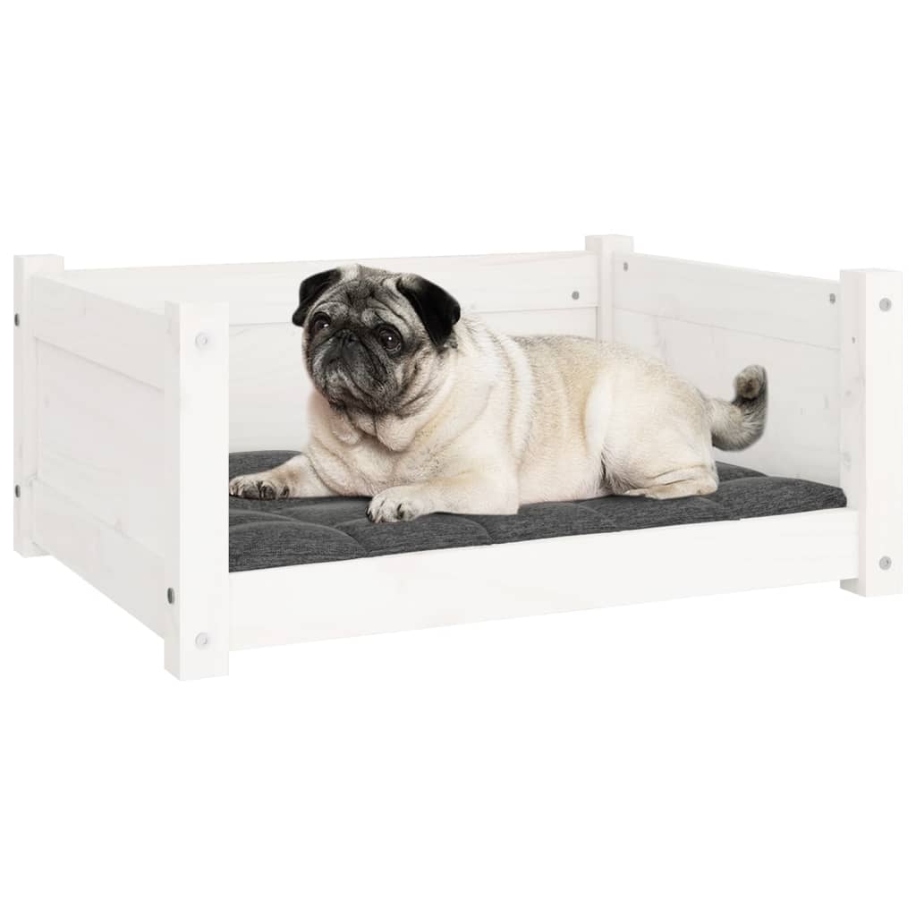 Dog Bed White 65.5x50.5x28 cm Solid Pine Wood