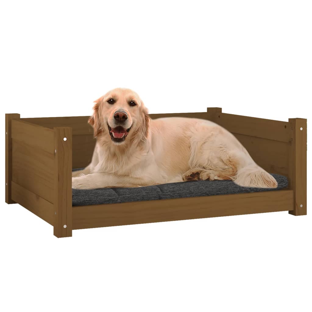 Dog Bed Honey Brown 75.5x55.5x28 cm Solid Pine Wood