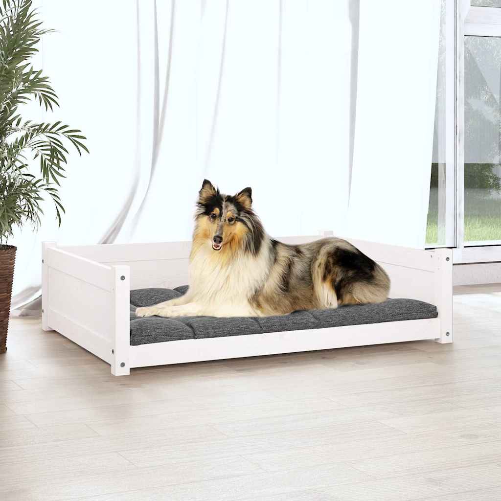 Dog Bed White 95.5x65.5x28 cm Solid Pine Wood