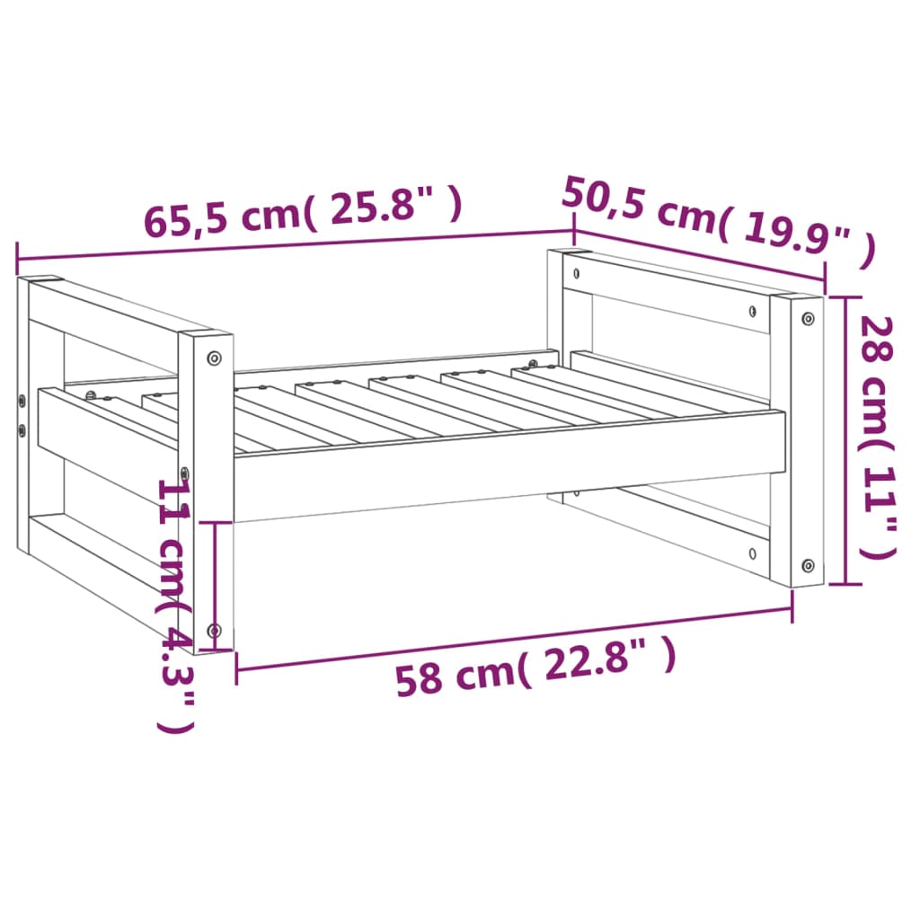 Dog Bed White 65.5x50.5x28 cm Solid Pine Wood