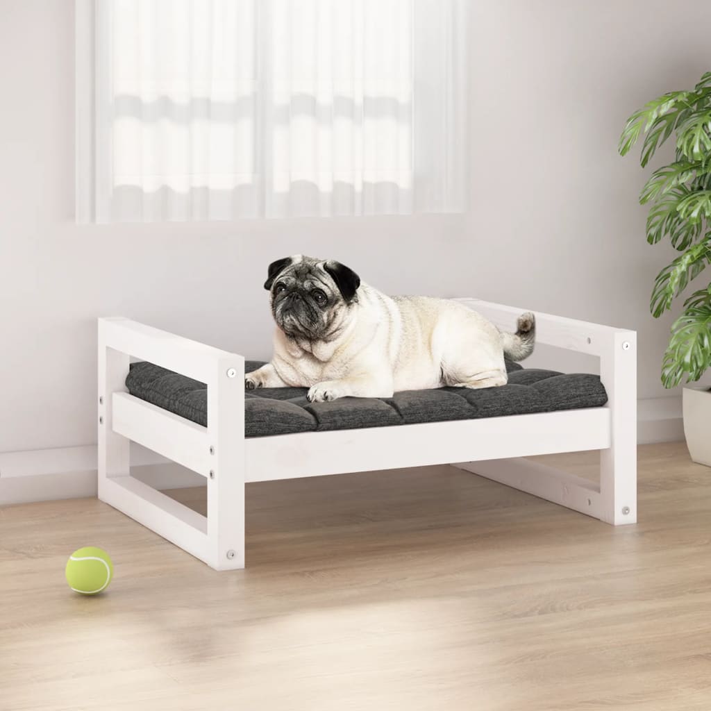 Dog Bed White 65.5x50.5x28 cm Solid Pine Wood