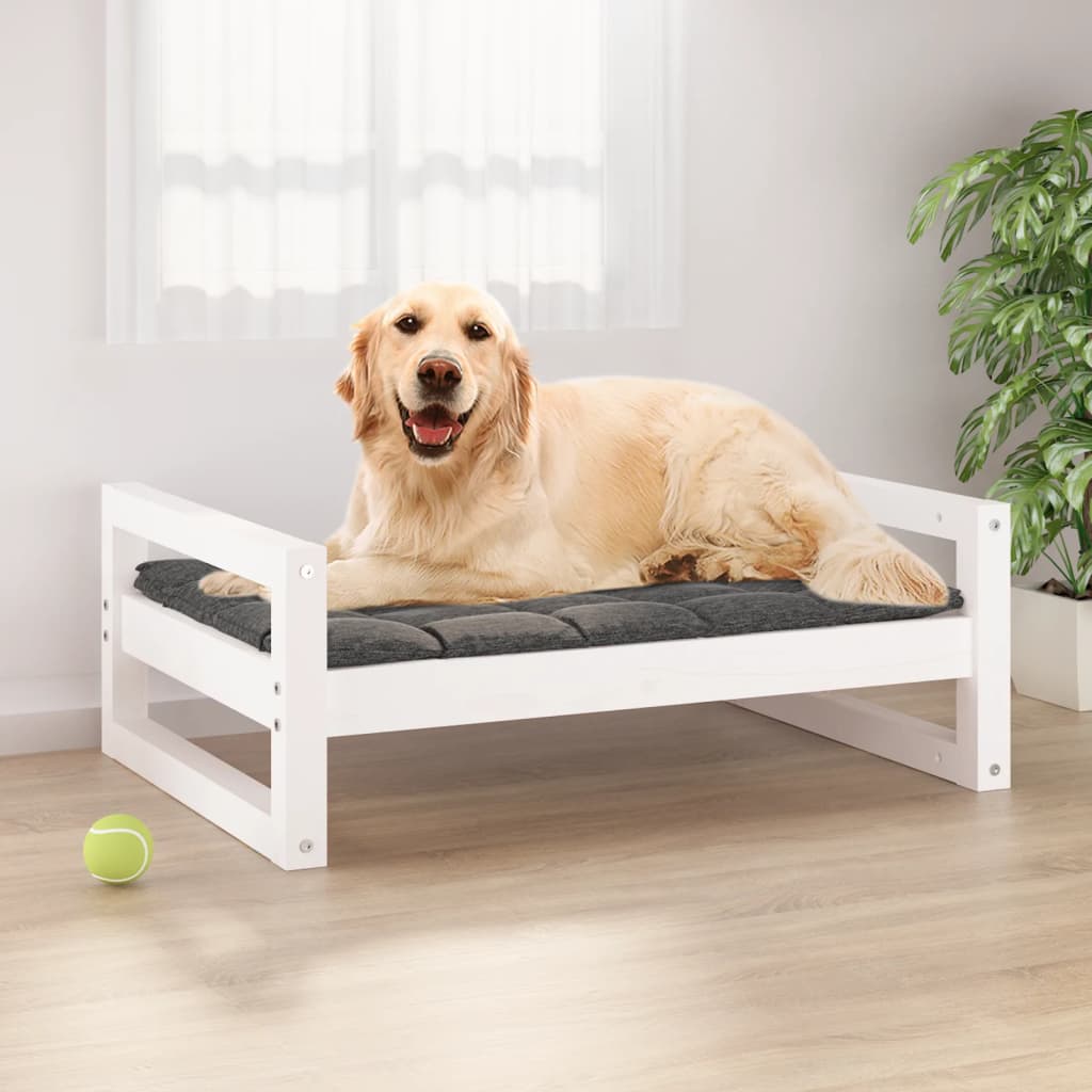 Dog Bed White 75.5x55.5x28 cm Solid Pine Wood