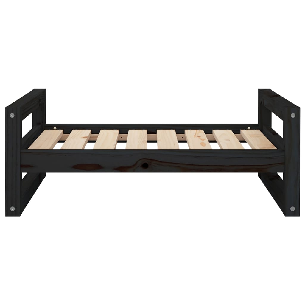 Dog Bed Black 75.5x55.5x28 cm Solid Pine Wood