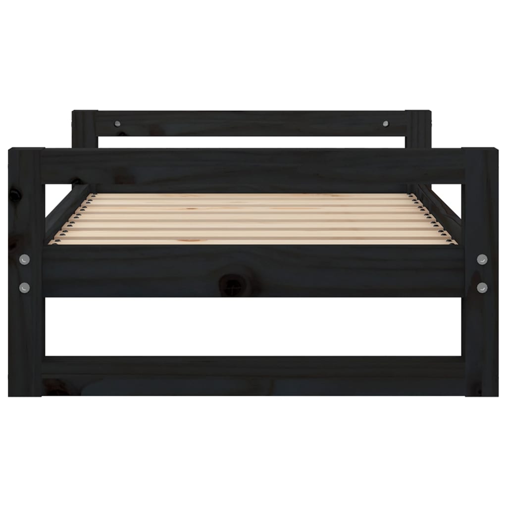 Dog Bed Black 75.5x55.5x28 cm Solid Pine Wood