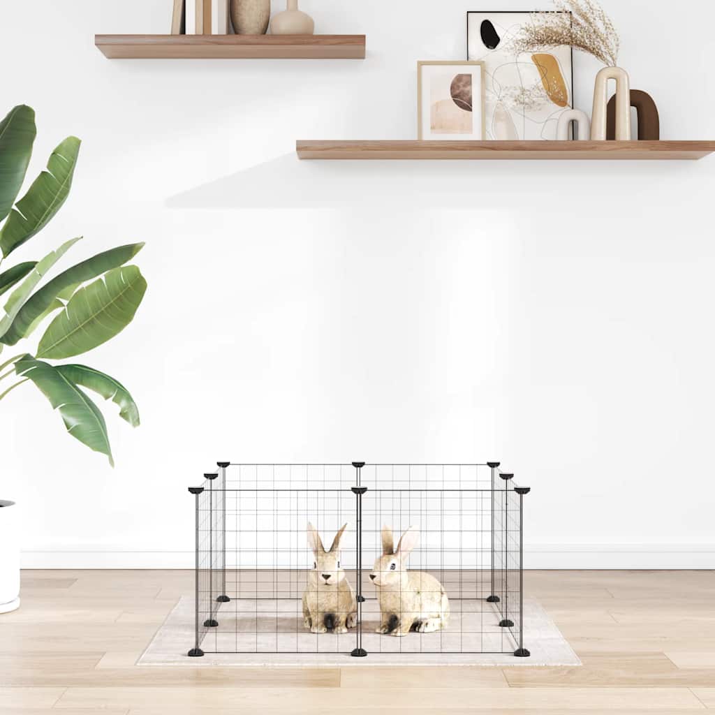 8-Panel Pet Cage Black 35x35 cm Steel