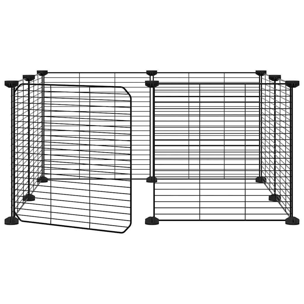 8-Panel Pet Cage with Door Black 35x35 cm Steel