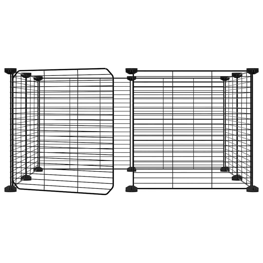 8-Panel Pet Cage with Door Black 35x35 cm Steel