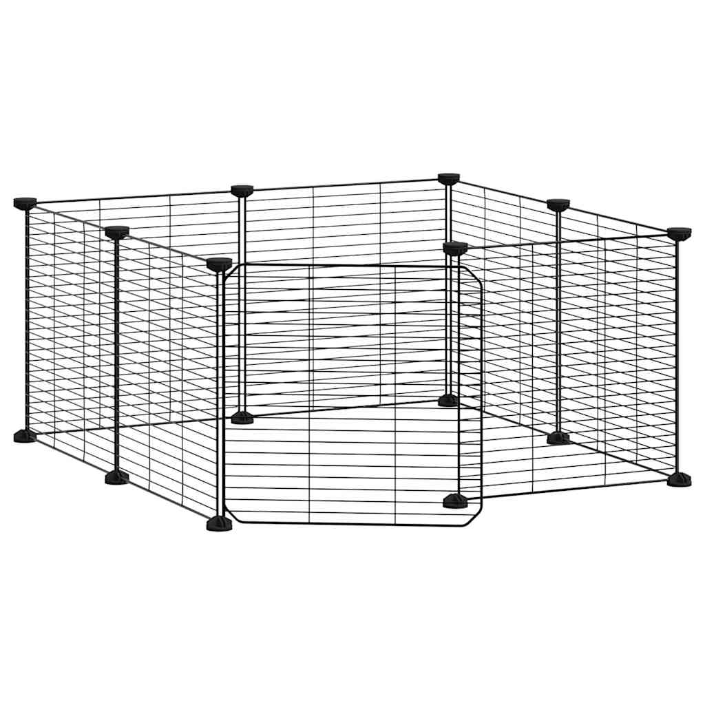 8-Panel Pet Cage with Door Black 35x35 cm Steel