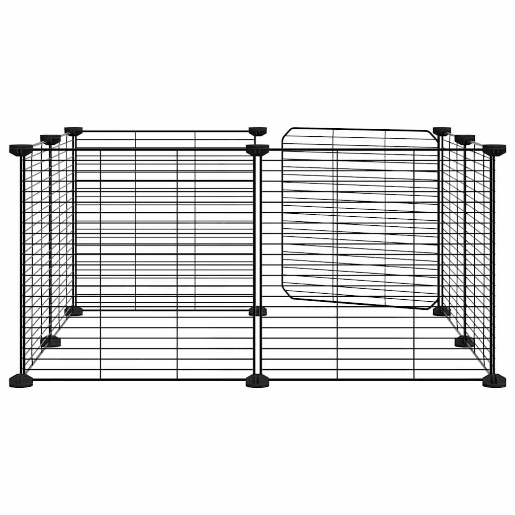 8-Panel Pet Cage with Door Black 35x35 cm Steel