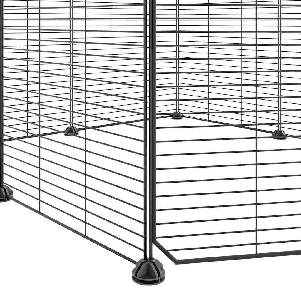 8-Panel Pet Cage with Door Black 35x35 cm Steel