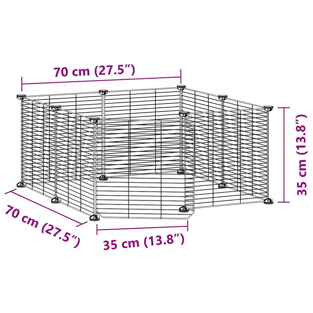 8-Panel Pet Cage with Door Black 35x35 cm Steel