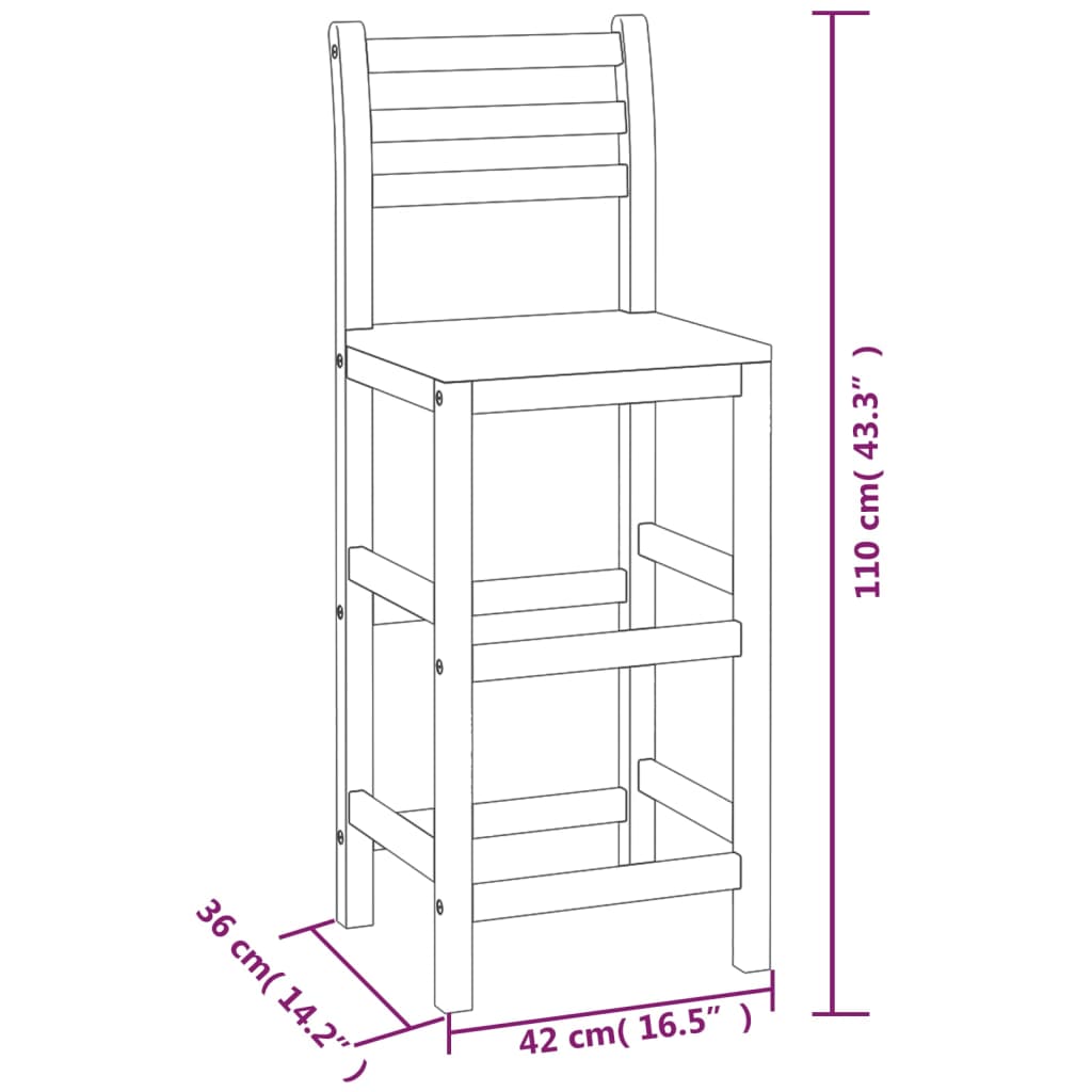 Bar Stools 6 pcs Solid Wood Acacia