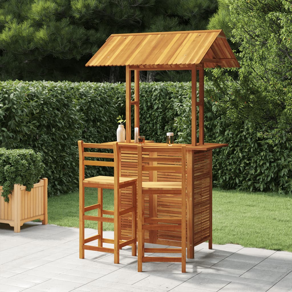 3 Piece Garden Bar Set Solid Wood Acacia