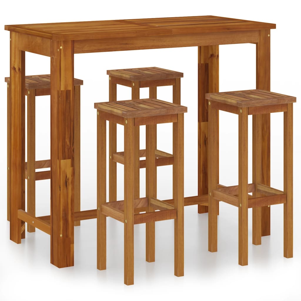 5 Piece Garden Bar Set Solid Wood Acacia