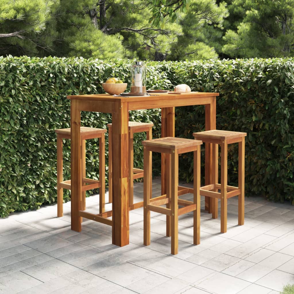 5 Piece Garden Bar Set Solid Wood Acacia