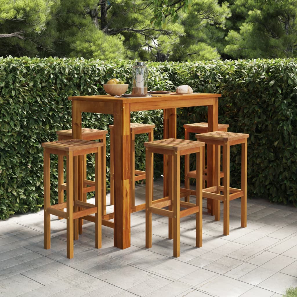 7 Piece Garden Bar Set Solid Wood Acacia