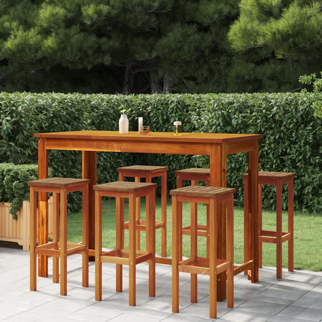 7 Piece Garden Bar Set Solid Wood Acacia