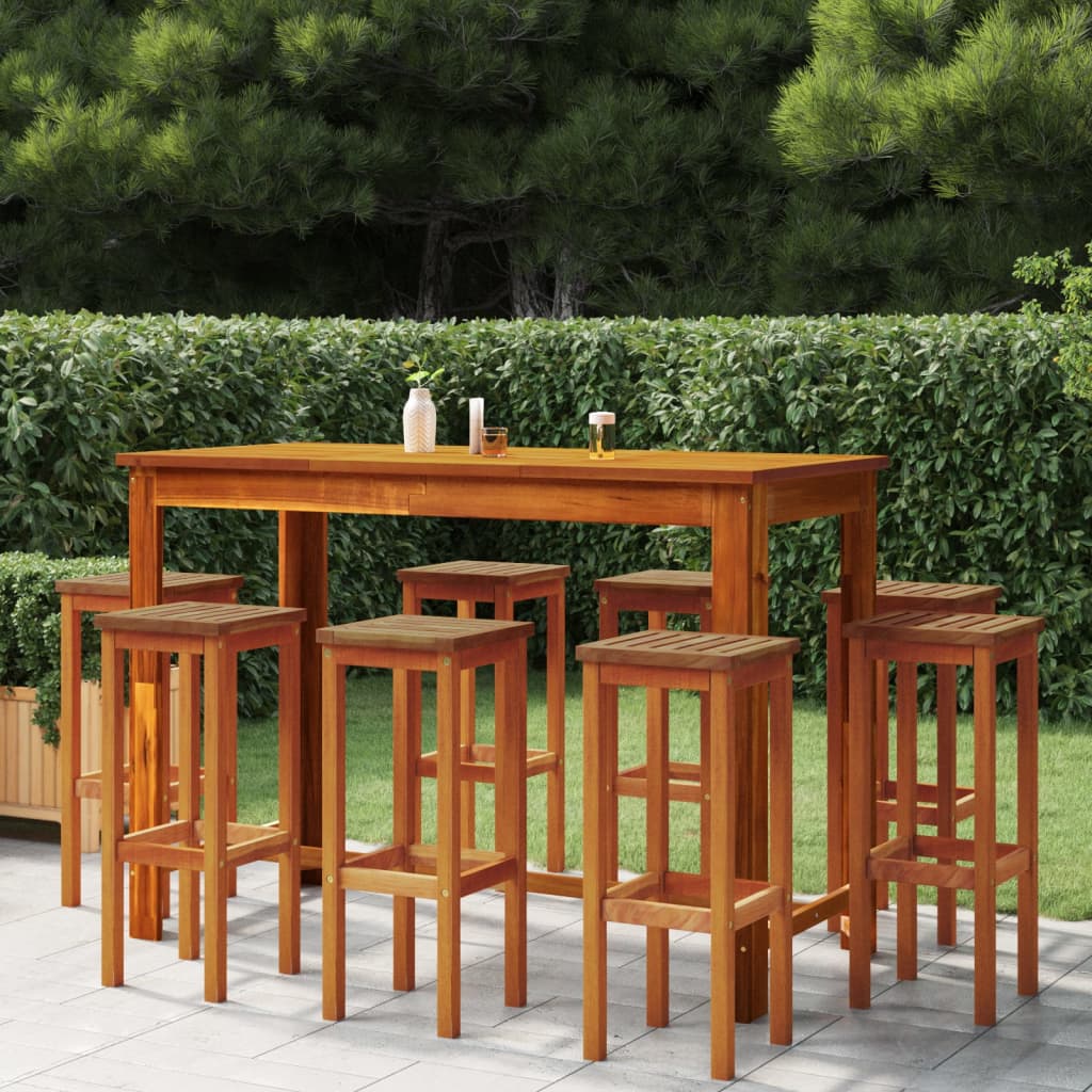 9 Piece Garden Bar Set Solid Wood Acacia