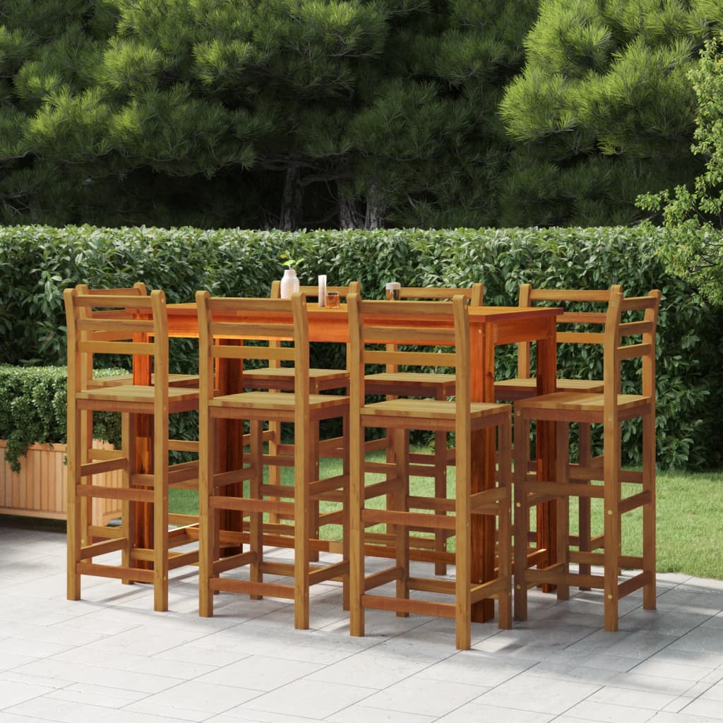 9 Piece Garden Bar Set Solid Wood Acacia