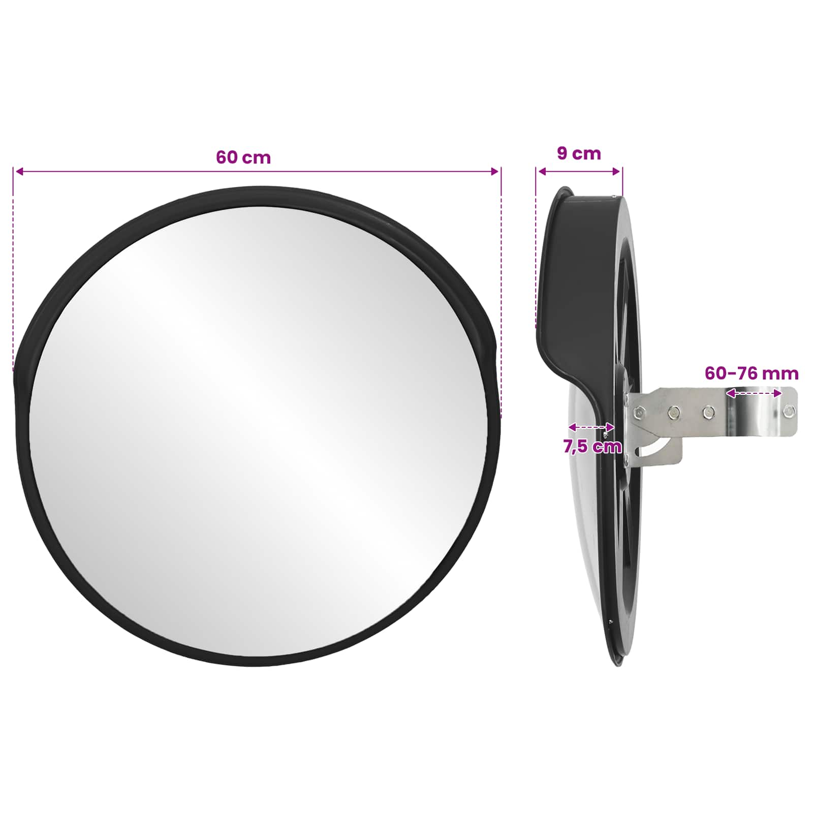 Outdoor Convex Traffic Mirror Black Ø60 cm Polycarbonate
