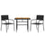 3 Piece Outdoor Dining Set Poly Rattan Black