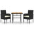 3 Piece Outdoor Dining Set Poly Rattan Black