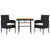 3 Piece Outdoor Dining Set Poly Rattan Black