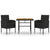 3 Piece Outdoor Dining Set Poly Rattan Black