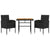 3 Piece Outdoor Dining Set Poly Rattan Black