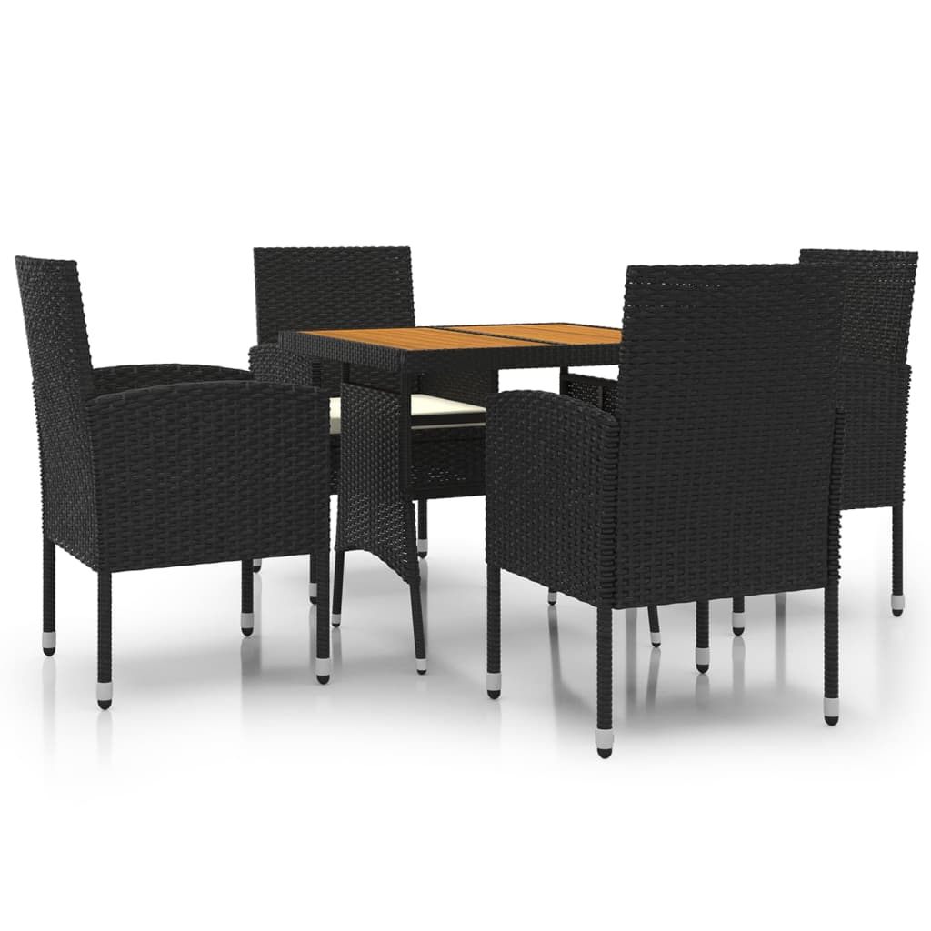 5 Piece Outdoor Dining Set Poly Rattan Black