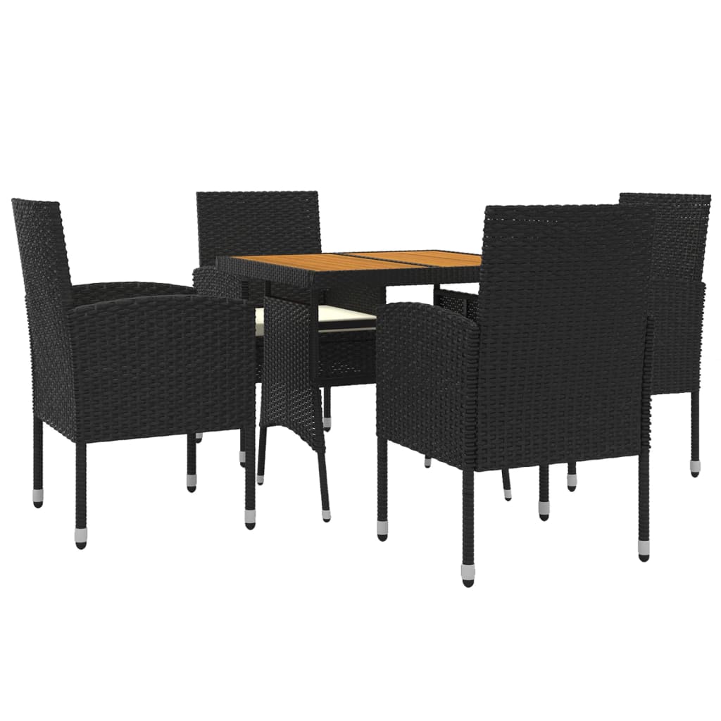 5 Piece Outdoor Dining Set Poly Rattan Black