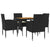 5 Piece Outdoor Dining Set Poly Rattan Black