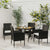 5 Piece Outdoor Dining Set Poly Rattan Black