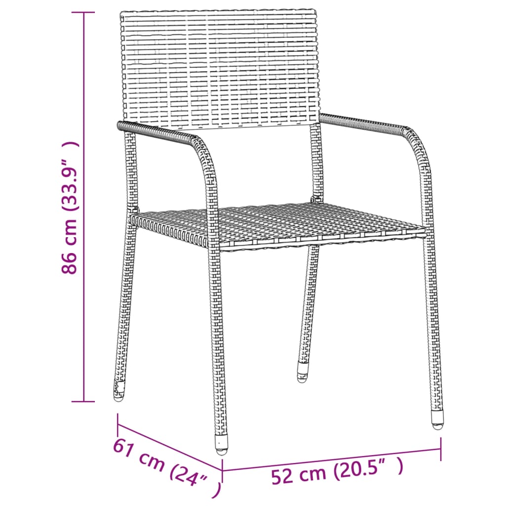 3 Piece Outdoor Dining Set Poly Rattan Grey